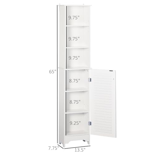HOMCOM Tall Bathroom Storage Cabinet/Freestanding Linen Tower with 3-Tier Open Adjustable Shelf, White - Image 4