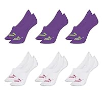 PUMA Kit 6 Pares Meias Sapatilha Super Invisível Feminino Adulto, 3 Branco/Rosa - 3 Roxo/Verde, 34-38