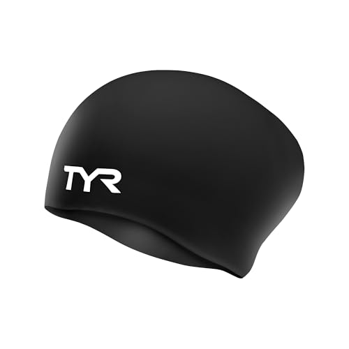 TYR Adult Long Hair Silicone Wrinkle Free Swim Cap for Braids, Dreadlocks, Streamlined Swim, Hair Protection