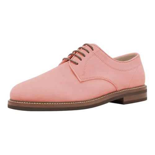 FSJ Men's Oxford Dress Shoes Round Closed Toe Lace-up Low Stacked Heel Wingtip Lovely Light Colors Casual Shoes Size 4-16 US