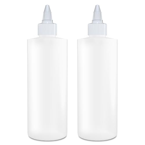 BRIGHTFROM Twist Top Applicator Bottles Squeeze 8 OZ Empty Plastic Bottles Refillable Open/Close Nozzle - Hair Coloring/Multi Purpose (Pack of 2)