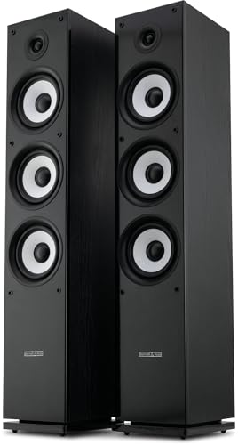 Bennett & Ross Ultrasphere Diffusori A Torre HiFi 3-Vie Coppia - 200W RMS - 2 x 6,5' Woofer - 6,5' Midrange - 1' Tweeter A Cupola In Seta - Costruzione Bass-Reflex - Finitura Effetto Legno - Nero