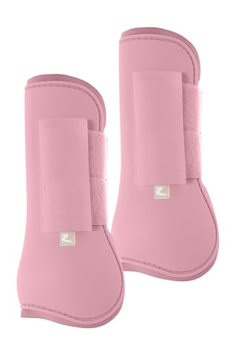 HORZE Chicago Protective Horse Tendon Boots - Lightweight Open Front Boots for Jumping, Trail Riding, and Turnout (Pair) - Lady Light Pink - Pony