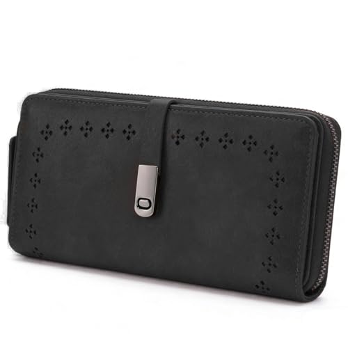 Image of Wallet for Women Large Capacity RFID Blocking Leather Bifold Card Holder with Zipper Change Pocket