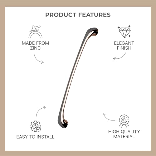 Image of LAPO 12 Inch Pull Handles for Kitchen Storage Units, Perfect for Cabinet Doors and Drawer, Comfortable Holding Grip, Smooth Installation Process, Hole to Hole Size 28.5 cm (Black Rose Gold, Pack of 3)