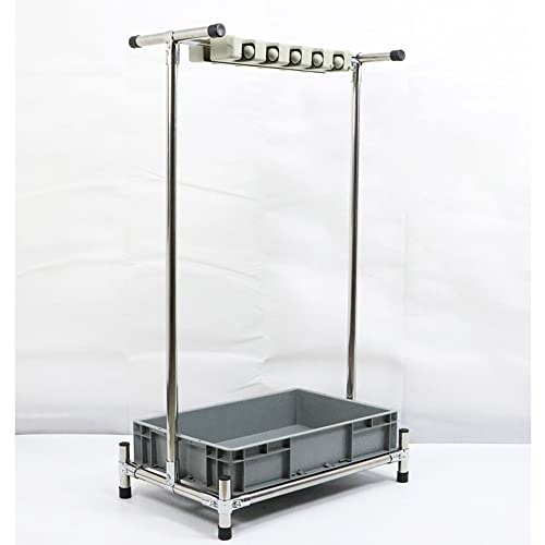 Movable Floor Standing Mop Broom Holder,Commercial Stainless Steel Mop Rack, Cleaning Supplies Organizer,Garden Tool Storage,Umbrella Stand,Put Wet Mops,5 Slots,for Garage,Schools,Hospitals,Factories