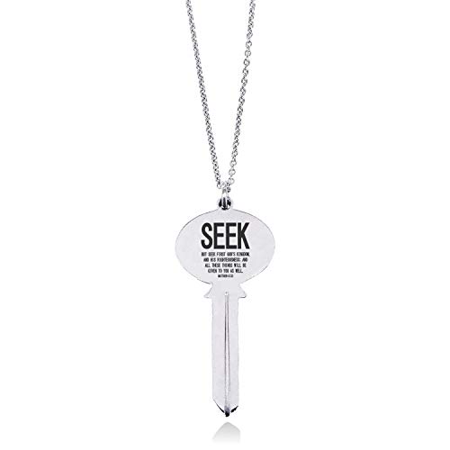 Tioneer Stainless Steel Seek First God's Kingdom Matthew 6:33 Oval Head Key Charm Pendant Necklace