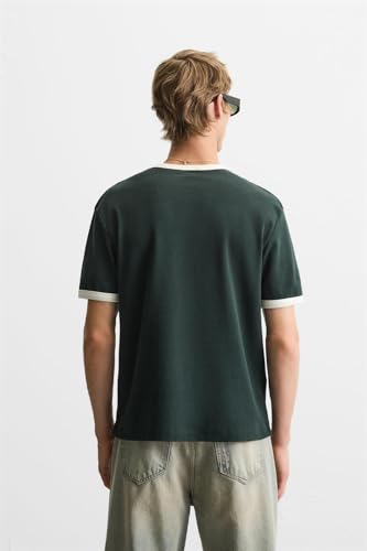 Image of Alan Jones Clothing Men's Regular Fit Stretch Cotton T-Shirt | Round Neck Short Sleeve Contrast Trim Tee | Casual Crew Neck T-Shirt for Men
