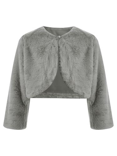 Flower Girls Long Sleeve Cardigan Bolero Shrug Jacket Wedding Party Dress Coat Princess Cape Cover Up Outwear