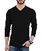 Decrum Mens V Neck T Shirts - Fashion Long Sleeve T Shirt Men [4BUN00064] | LGS MenV Set 2, L