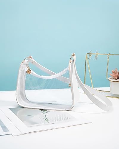 Stylish PVC Shoulder Bag, Lightweight and Durable Design for Everyday Use/Stadium Events, Clear Tote Bag
