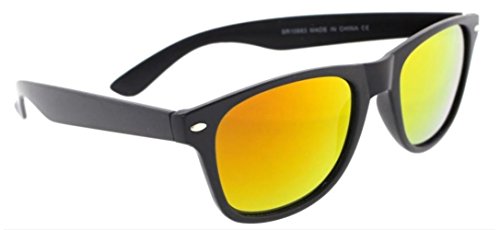 Classic Retro Wayfarer Non Polarized Sunglasses 80's Casual UV400 (Black, Gold Mirror)