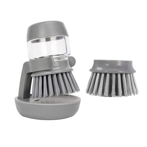 Image of Dish Brush with Soap Dispenser, Kitchen Dish Scrubber Brush for Dish Pot Pan Sink Cleaning, with Holder Drip Tray Replacement Head