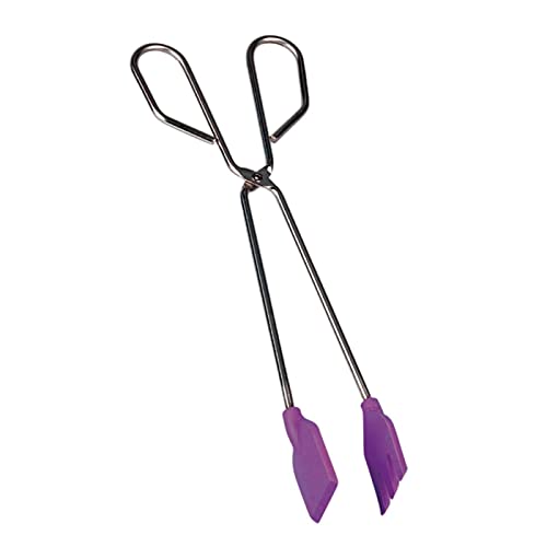 Tradineur - Tenacilla de acero inoxidable con punta de silicona 35 cm, pinzas, tenaza para carne, pescado, ensalada, barbacoa, parrilla, temperatura máxima 250º (Color aleatorio)
