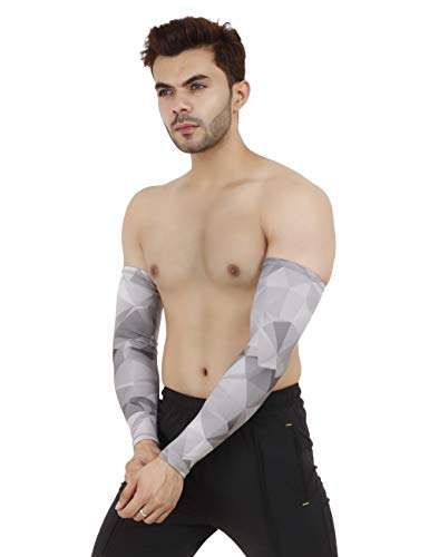 Image of NEVER LOSE Printed Arm Sleeves for Men & Women, Stretchable Breathable Compression Sports Sleeves for Gym, Cycling, Running, Driving & Outdoor Activities (Pack of 2 Pairs)