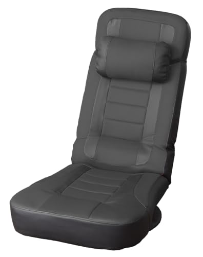ビータ(Vita) ハイバック回転座椅子 ブラック×ブラック 幅61.5×奥行94〜141×高さ45〜92cm 360度回転 ゲームチェア 在宅ワーク レバー式簡単リクライニング 超ハイバック ワイド座面幅61.5cm 回転板付き 枕着脱可能
