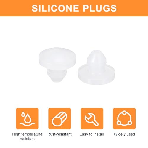 Image of uxcell 36 Pcs Silicone Plugs, Rubber Round Snap in Locking Hole Plugs for 3.5mm Hole, Hole Stoppers Waterproof Hole Plug for Metal Tube, Furniture End Caps Inserts, Clear
