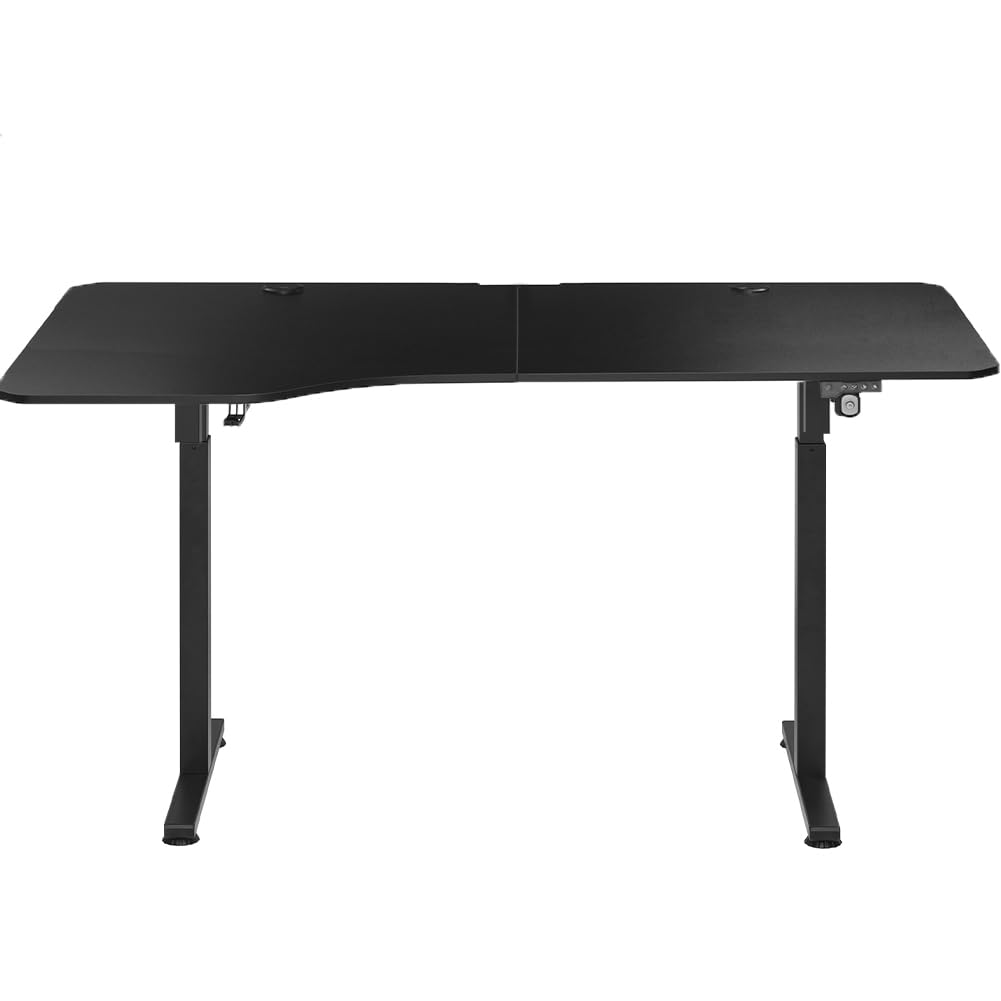 Shally Dogan Scrivania Elettrica Regolabile in Altezza, Tavolo Motorizzato Alzabile con Console di Comando e Tasti di Regolazione, Gancio Supporto Cuffie, Standing Desk (Nero, 160 x 75 x 72-117 cm)