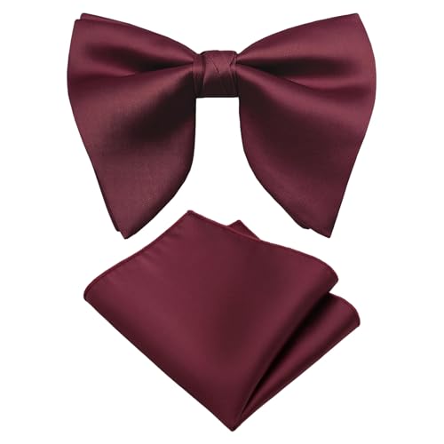 Image of Luckyvestir Oversized Bow Ties for Men, Pre Tied Clip on Men's Black Bowtie for Wedding Tuxedo Banquets Formal Wear