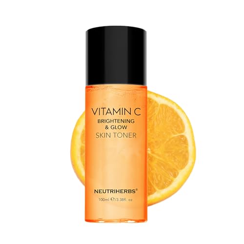 Neutriherbs Tóner de vitamina C para la cara, tónico facial sin alcohol con aloe vera, extracto de hazel, ácido hialurónico, piel hidratante y suavizante, 100 ml
