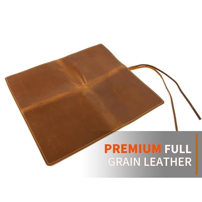 Genuine Leather Knife Roll, Knife Bags for Chefs Professional, Small Chef'S Knife Case Holder, Knives Holders Protectors with 7 Slots, Portable Chef Knife Roll Chef Knife Bag Case Storage Pouch