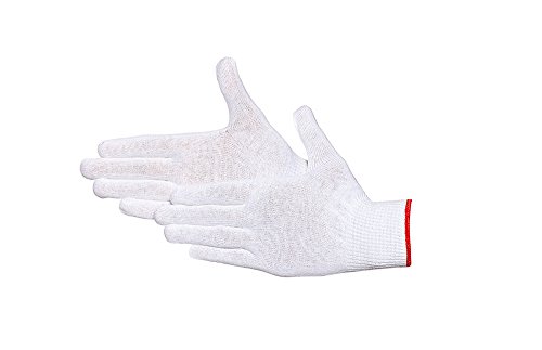 Jah 2181 - Guanti da maglia in cotone, 12 paia sottili, colore bianco, taglia 9