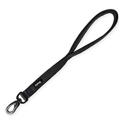 Premium Upgraded Traffic Durable Nylon Short Lead with Soft Padded Neoprene Lined Handle for Medium Large Giant Boy and Girl Dogs -Walking, Professional Training, Daily Use Lead. (18 Inch Long, Black) Cover