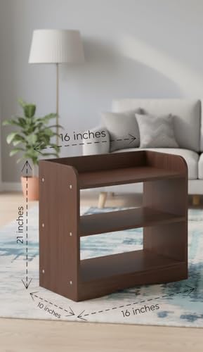 Image of NEST NATURE HAVEN Modern Bedside Table Wooden Organizer Nightstand Stand Storage Self Home Decor Table with 3 Shelves,End Table Coffee Table for Bedroom /End Table for Living Room(Dark Brown)