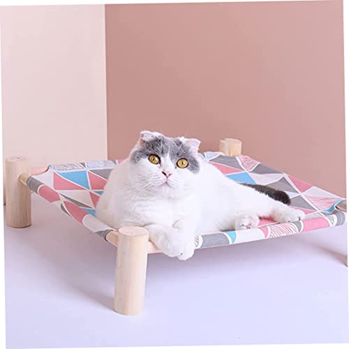 Hamaca de madera para gatos y perros pequeños cama elevada portátil lavable 6