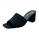 TQYEGQX Women's Heeled Sandals Square Open Toe comfortable Heeled Mules Chunky Block Low Heel On Slides