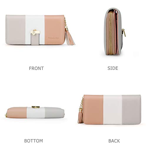 Image of Wallets for Women with Multiple Card Slots and Roomy Compartment (Grey /White /Apricot)