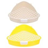 Tofficu 2pcs Plastic Detachable Pet Toilet Litter Box for Hamsters Rabbits Guinea Pigs with White and Yellow