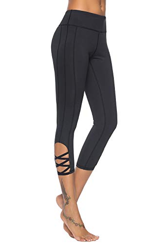 Mint Lilac Women's High Waist Capri Workout Yoga Leggings Athletic Tummy Control Casual
