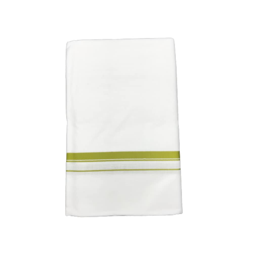 White Cotton Dhoti with Color Border for Men - 2 Meters-image-31