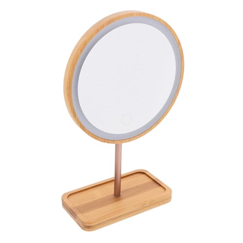 Espejo de Mesa con Luz LED y Bandeja, Compacto Portátil