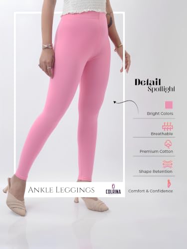 Image of Cotton Ankle Length Leggings for Women & Girls | No See Through