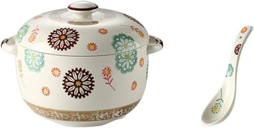 Zxyler 茶碗蒸し器 蓋付き 有田焼 蒸し碗 スープカップ デザートカップ 陶器 両手鍋 ?? 遠赤外線効果 オーブン対応 おしゃれ 食器セット スプーン付き (B,Large)