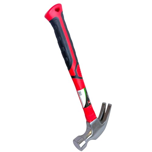 Easy Shopping Claw Hammer with Anti-Slip Grip Solid Fiberglass Handle 24oz Red and Black Carbon Steel Head Nail Remover and Nail Puller Curved Claw Hammers for Carpenters & Electricians (1)