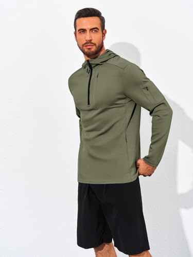 Yousify Mens Quarter Zip Hoodie Sweatshirts Long Sleeve Casual Pullover Sports Outdoor Hoodies with Zip Pockets3