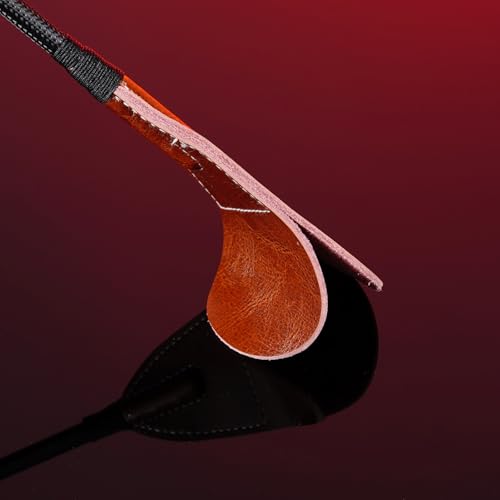 Tryolove Dressurgerte aus Leder, 52 cm, brauner & schwarzer Schaft mit tropfenförmiger Lasche für Reittraining, echtes Leder, Reitgerte für Englische Disziplin und Pferde-Kollektion