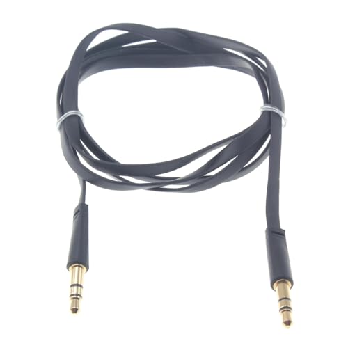 Cable auxiliar Jack 3.5mm plano negro 0.91 m miniatura 1