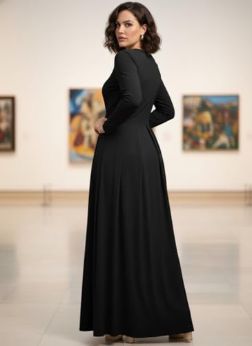 Image of KOH KOH Womens Long Sleeve Empire Cocktail Elegant Evening Versatile Maxi Dress