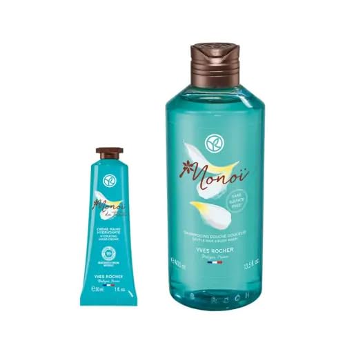 Yves Rocher Monoi Hand Cream & Shower Gel-Shampoo Set - 400 ml. / 13.5 fl.oz. 30 ml. / 1 fl.oz.