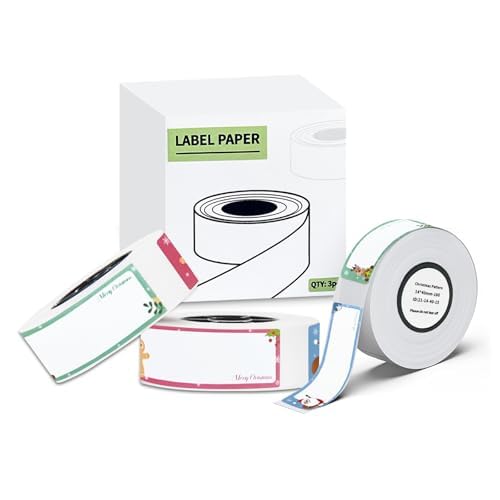 Vretti Cinta de Etiquetas Térmicas Autoadhesiva 14 x 40 mm, Compatible con Rotuladora HP2, 160 Etiquetas por Rollo, 3 Rollos