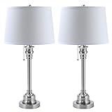 CO-Z White Table Lamp Set of 2, Modern Metal Desk Lamp in Brushed Steel Finish, 26 Inches in Height, Bedside Lamps for Office Bedroom Nightstand Accent, ETL. (Table Lamp Set of 2)