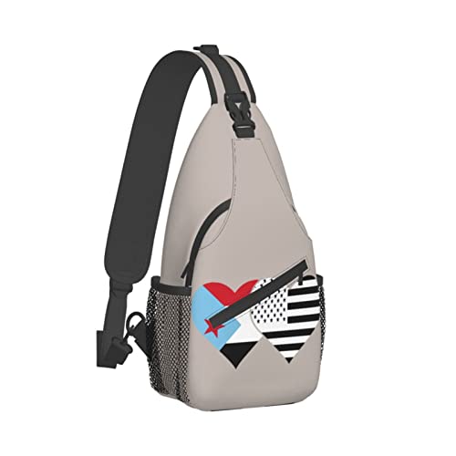 Mochila bandolera unisex negra para senderismo miniatura 3
