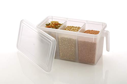 Image of Attro Air Tight Food and Storage Container 3 Detachable Small Storage Boxes with 1 lid Used to Store 3 diffrent Food Items in a 1 Box BPA Free, Food Grade,Freezer Safe, 5000ml-White