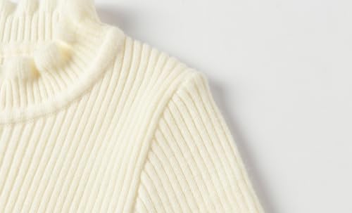 Mud Kingdom Girls Mock Neck Sweater Long Sleeve Knit Top Solid Ruffled Collar Undershirt Slim Fit Lettuce Trim4