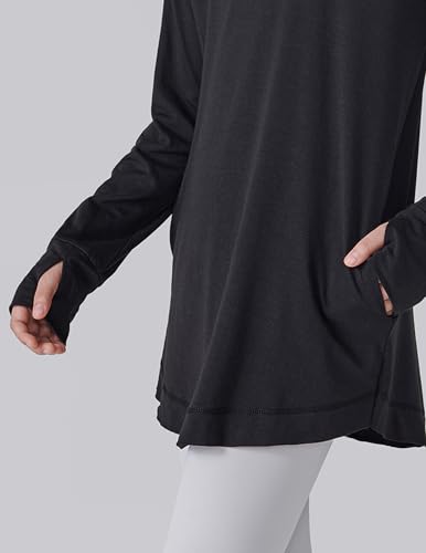 2-Pack Girls' Loose Fit Long Sleeve Tunic Tops with Pockets and Thumb Holes, Casual T Shirts for Tween Kids4