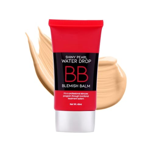 Shiny Pearl Waterdrop BB Foundation with SPF 15 | Lightweight, Non-Greasy, Long-Lasting Blemish Balm Cream | Enriched with Jojoba Seed Oil for Face Makeup (Natural Nude, 40ml)